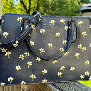 Kate Spade Laurel Way Daisy Toss Reese Satchel Saffiano leather. Nightcap color.